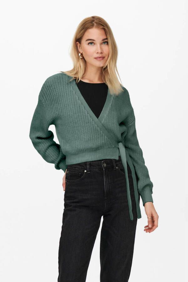 Only V-hals gebreide kleding Groen Dames