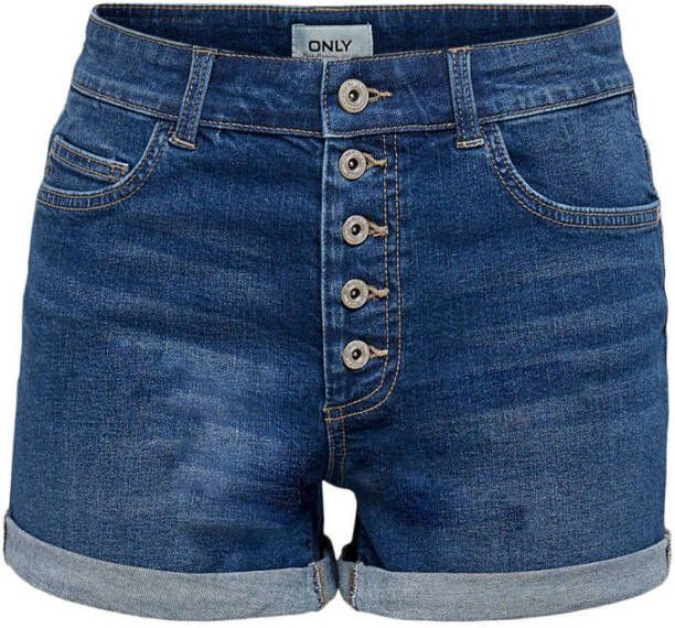 ONLY high waist jeans short ONLHUSH medium blue denim