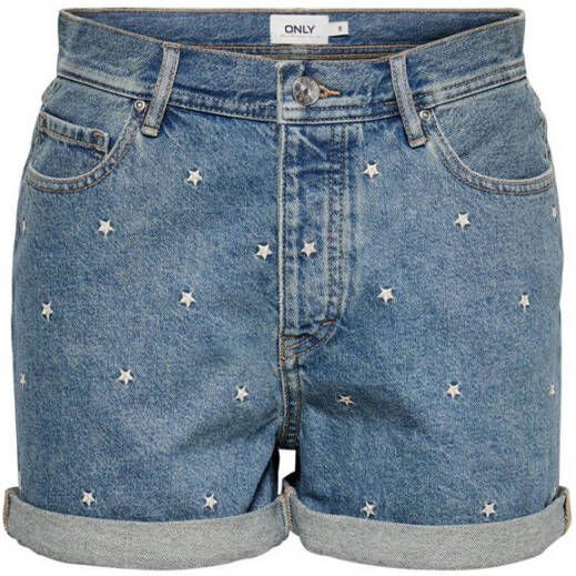 ONLY high waist jeans short ONLJOSIE met sterren medium blue denim