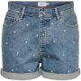 ONLY high waist jeans short ONLJOSIE met sterren medium blue denim - Thumbnail 1