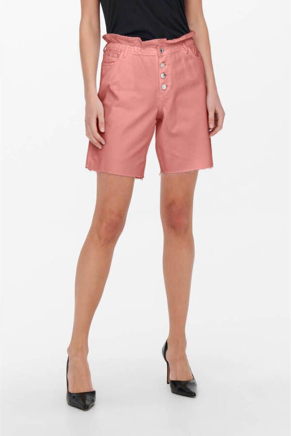 ONLY high waist straight fit bermuda jeans ONLCUBA roze