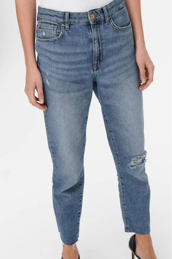 ONLY high waist straight fit jeans ONLEMILY light medium blue denim