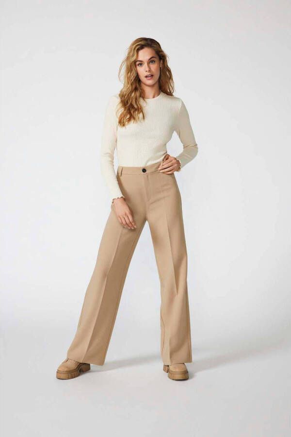 ONLY high waist straight fit pantalon beige