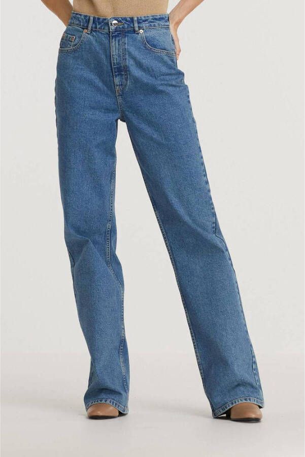 ONLY high waist wide leg jeans ONLCAMILLE medium blue denim
