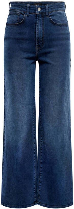 ONLY high waist wide leg jeans ONLHOPE donkerblauw