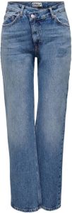 ONLY high waist wide leg jeans ONLRIGA medium blue denim