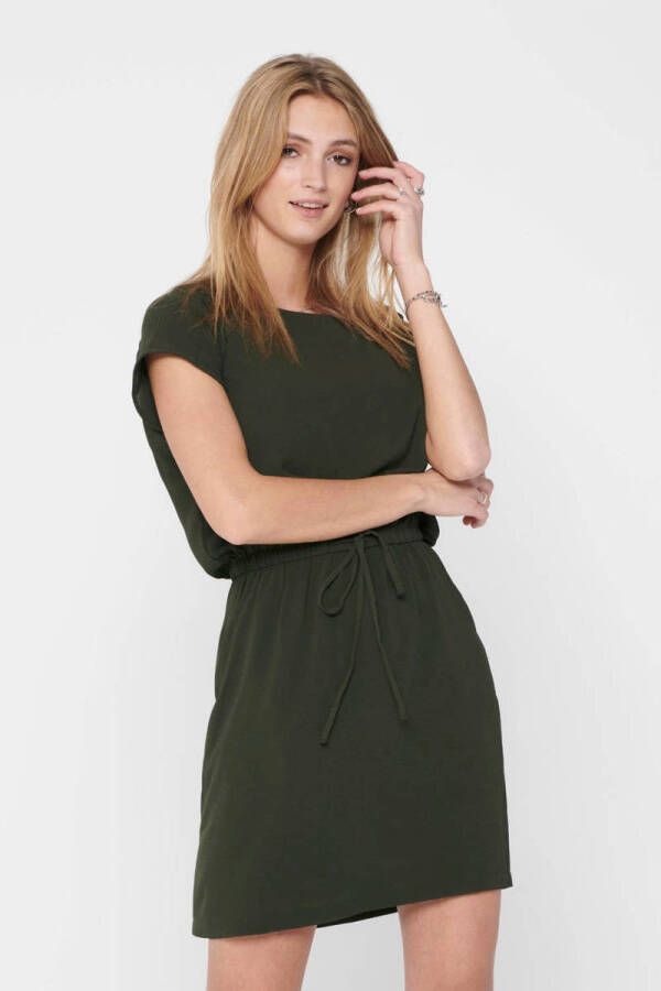 ONLY jurk ONLMARIANA van gerecycled polyester donkergroen