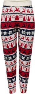ONLY kerst legging ONLXMAS wit rood donkerblauw