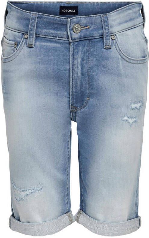 Only KIDS BOY slim fit jeans bermuda KOBMATT light blue denim short Blauw Jongens Stretchdenim 176