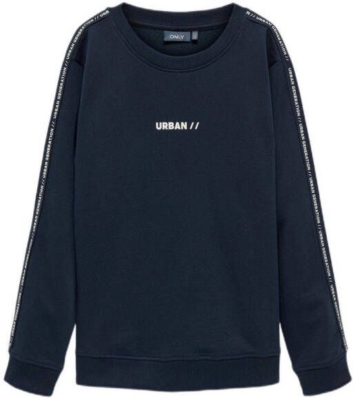 ONLY KIDS BOY sweater KOBALEX met tekst donkerblauw