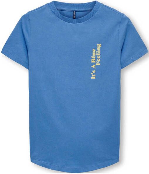 ONLY KIDS BOY T-shirt KOBLAU met tekst blauw