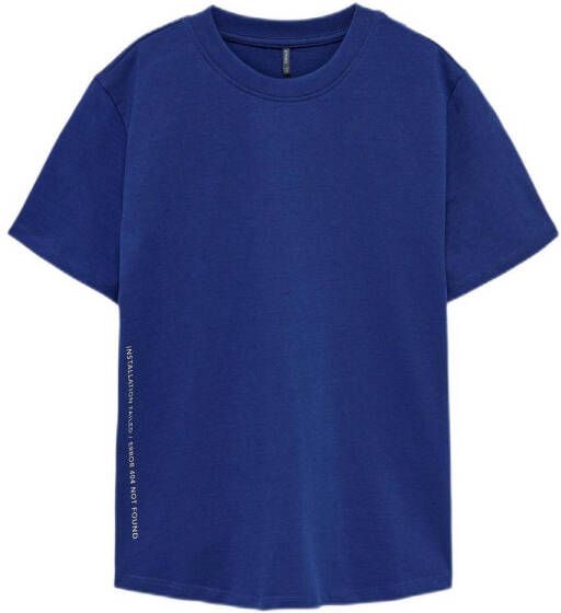 Only KIDS BOY T-shirt KOBNICK met tekst blauw Jongens Katoen Ronde hals 122 128