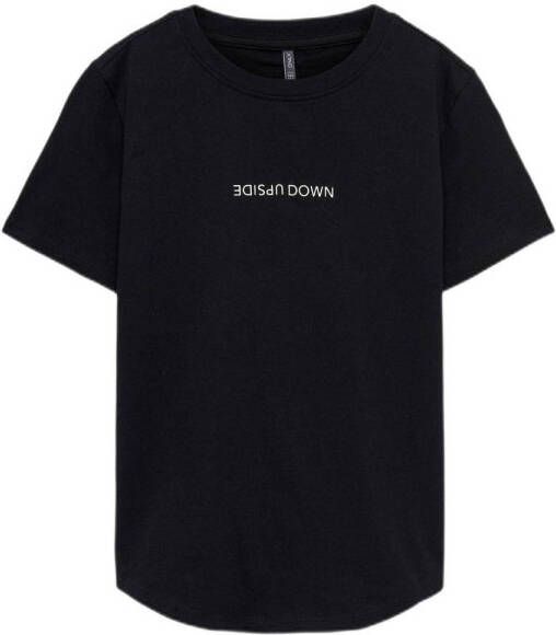ONLY KIDS BOY T-shirt KOBNICK met tekst zwart