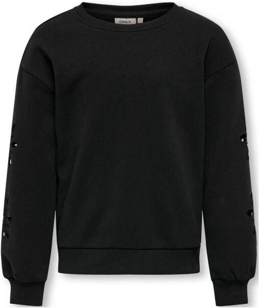 Only KIDS GIRL sweater KOGWINNIE met open detail zwart Effen 122 128