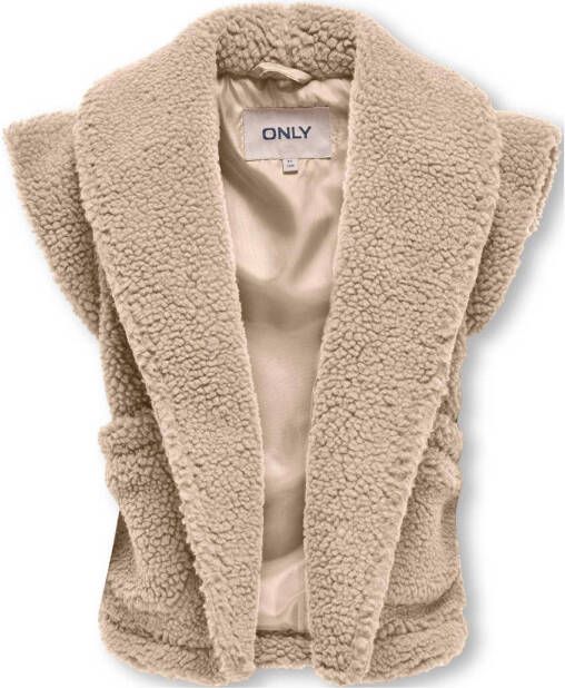 Only KIDS GIRL teddy gilet KOGSIKA zand Beige Effen 152