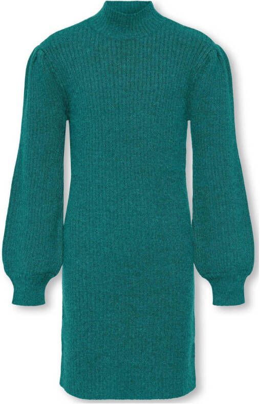 Only KIDS GIRL gebreide jurk KOGKATIA zeegroen Meisjes Viscose Opstaande kraag 110 116
