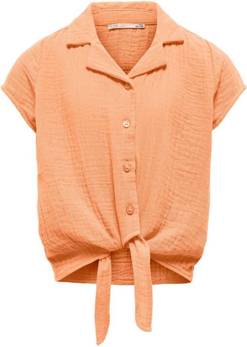 Only KIDS GIRL blouse KOGTHYRA met textuur oranje Meisjes Katoen Klassieke kraag 122
