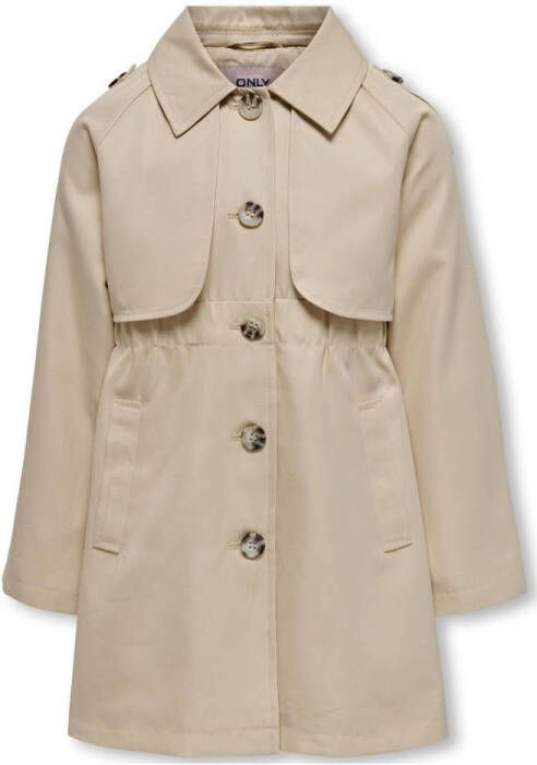 Only KIDS GIRL coat zomer KOGHYACHINT TRENCHCOAT OTW lichtzand Jas Beige Meisjes Polyester Klassieke kraag 152