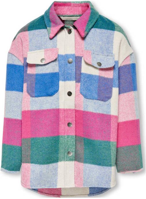 ONLY KIDS GIRL geruite flanellen shacket tussenjas KOGMACI fuchsia multicolor