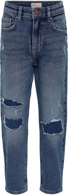 Only KIDS GIRL high waist mom jeans KOGCALLA medium blue denim Blauw 146