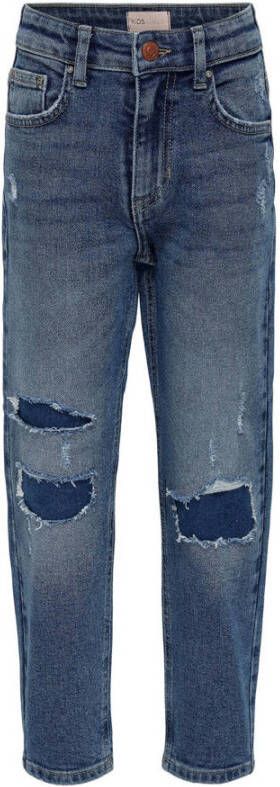 Only KIDS GIRL high waist mom jeans KOGCALLA medium blue denim Blauw 164
