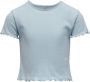 Only KIDS GIRL ribgebreid T-shirt KOGNELLA lichtblauw Meisjes Polyester Ronde hals 146 152 - Thumbnail 1