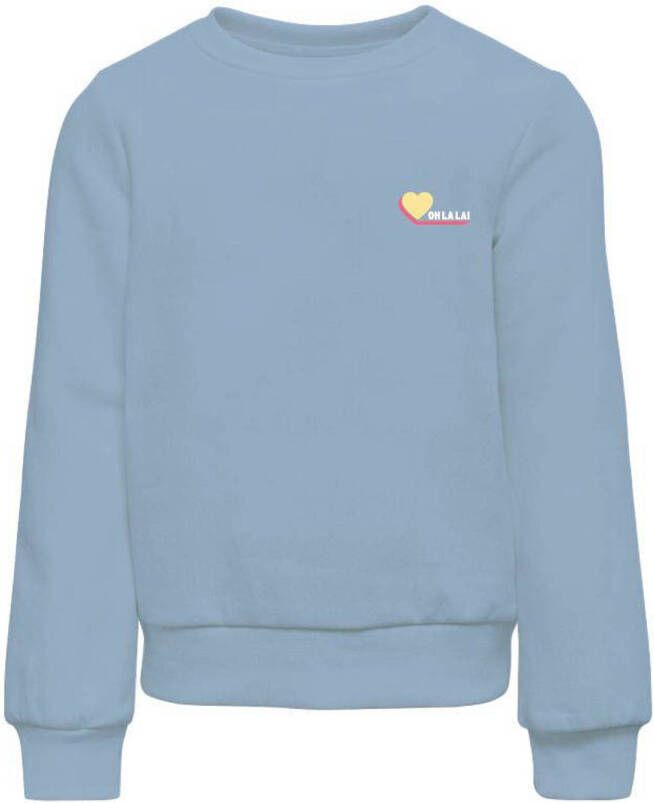 ONLY KIDS GIRL sweater KOGLENA met backprint lichtblauw