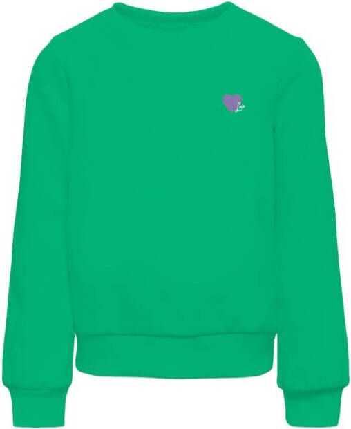 Only KIDS GIRL sweater KOGLINA met backprint felgroen Backprint 110 116