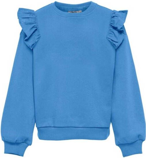 ONLY KIDS GIRL sweater KOGOFELIA met ruches blauw
