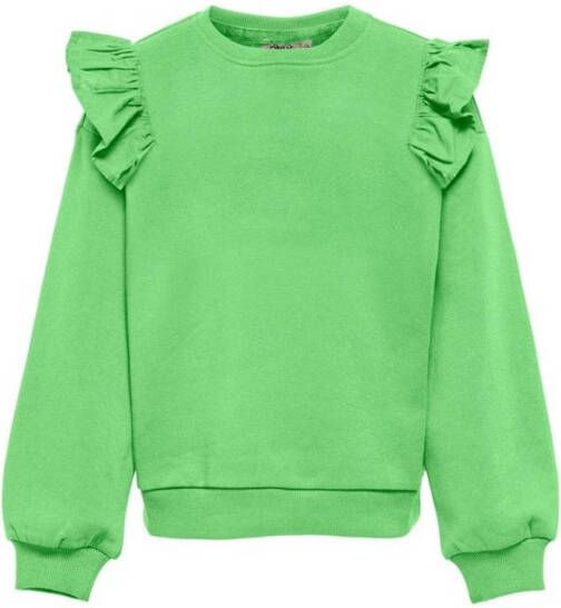 ONLY KIDS GIRL sweater KOGOFELIA met ruches frisgroen