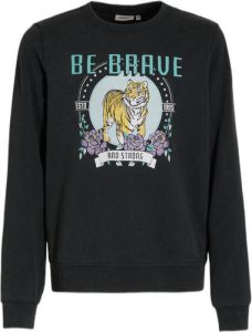 ONLY KIDS GIRL sweater KONLUCINDA met printopdruk zwart brave