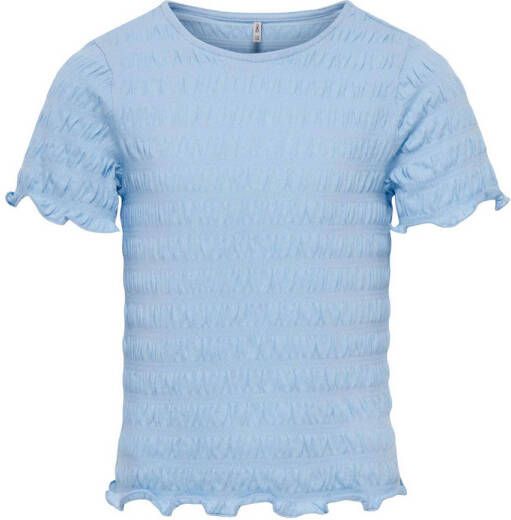 Only KIDS GIRL T-shirt KOGCELINA met textuur lichtblauw Meisjes Stretchkatoen Ronde hals 110 116