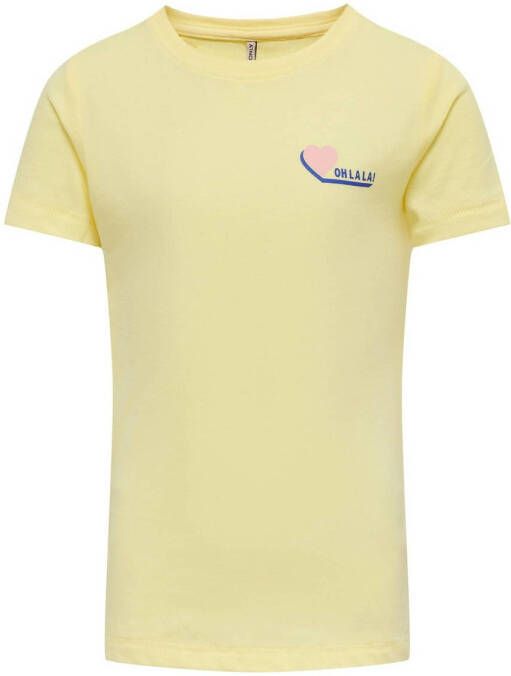ONLY KIDS GIRL T-shirt KOGLENI FIT S S KINDNESS TOP BOX JRS met backprint lichtgeel