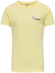 ONLY KIDS GIRL T-shirt KOGLENI FIT S S KINDNESS TOP BOX JRS met backprint lichtgeel