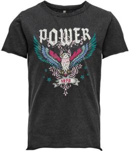ONLY KIDS GIRL T-shirt KOGLUCY met printopdruk zwart power