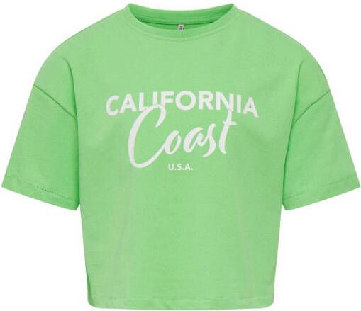 Only KIDS GIRL T-shirt KOGOLIVIA met tekst groen Meisjes Katoen Ronde hals 110 116