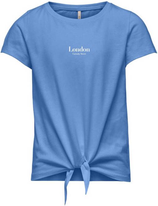 Only KIDS GIRL T-shirt KOGSARA met tekst lichtblauw Meisjes Katoen Ronde hals 122 128