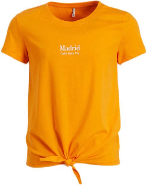 ONLY KIDS GIRL T-shirt KOGSARA met tekst oranje