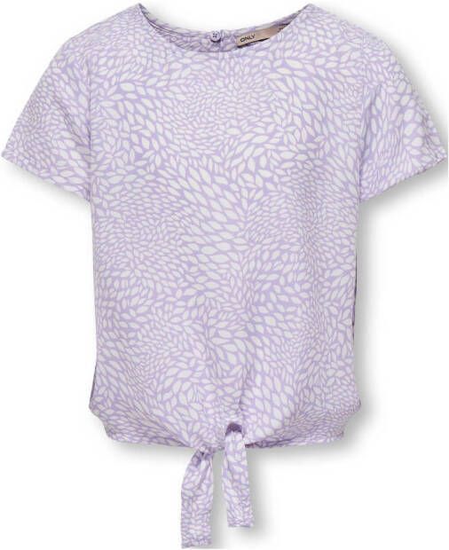Only KIDS GIRL top KOGLINO met all over print lila wit Paars Meisjes Polyester Ronde hals 152