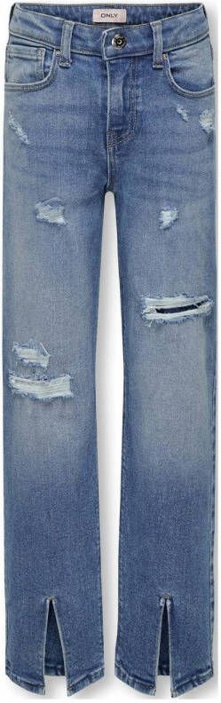 ONLY KIDS GIRL wide leg jeans KOGASTRID met slijtage medium blue denim