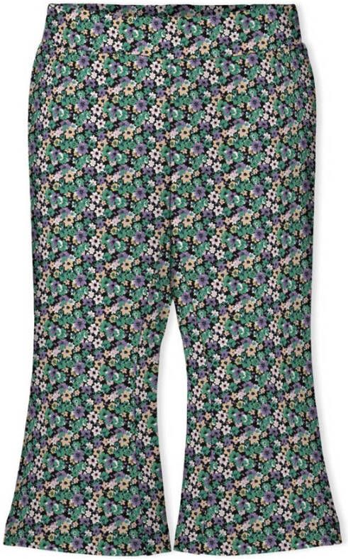 ONLY KIDS MINI gebloemde flared broek KMGPAIGE zwart groen beige