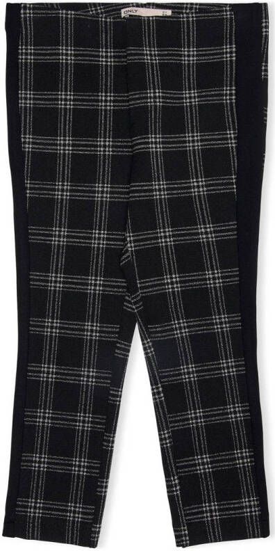 ONLY KIDS MINI geruite skinny broek KMGSOLANGE met zijstreep zwart grijs