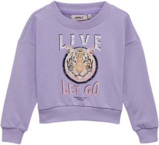 ONLY KIDS MINI sweater KMGFANCY met printopdruk lila