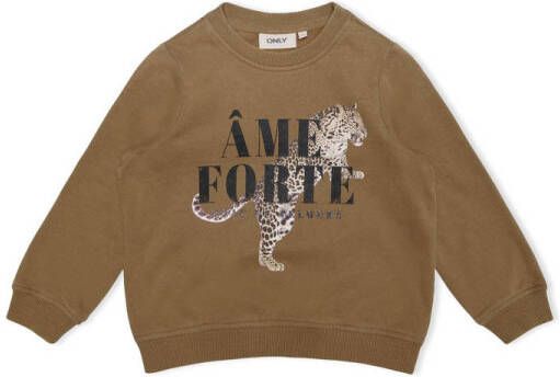 ONLY KIDS MINI sweater KMGLUCINDA met printopdruk bruin