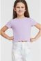 Only KIDS GIRL ribgebreid T-shirt KONNELLA lila Paars Meisjes Polyester Ronde hals 110 116 - Thumbnail 1