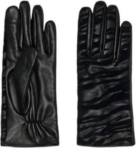 ONLY leren handschoenen ONLJANICE met zebraprint zwart
