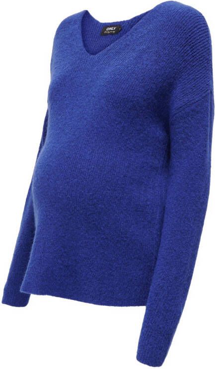 ONLY MATERNITY fijngebreide zwangerschapstrui OLMCAMILLA hardblauw Dames Acryl V-hals XXL