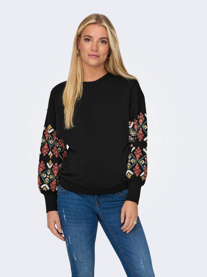 ONLY MATERNITY gebloemde zwangerschapssweater OLMBROOKE zwart Trui Bloemen XXL