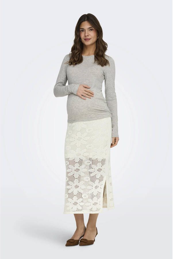 ONLY MATERNITY gebloemde zwangerschaps midi rok gehaakt wit