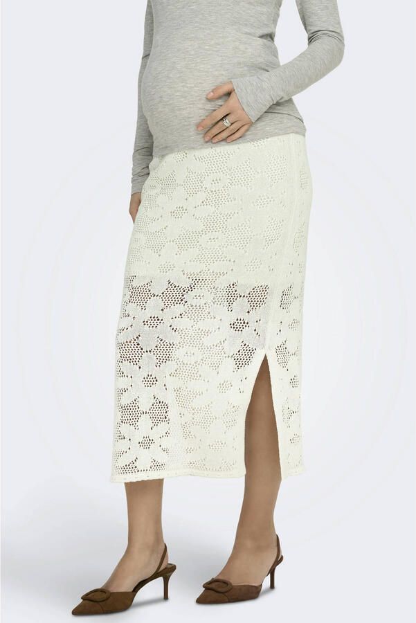ONLY MATERNITY gebloemde zwangerschaps midi rok gehaakt wit - Foto 3